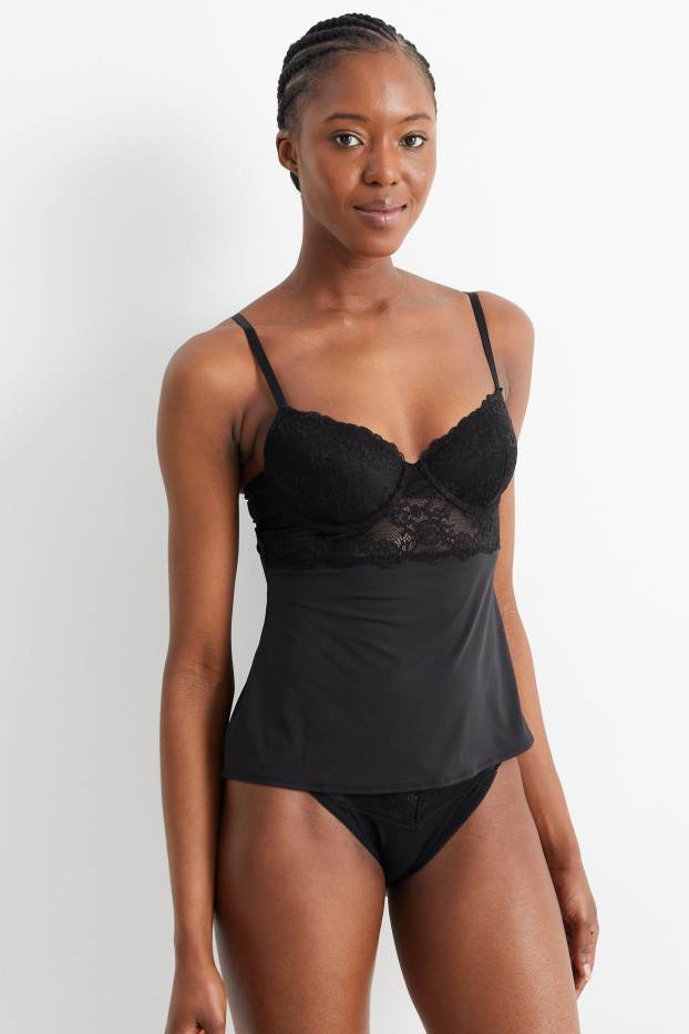 Donna - Top con reggiseno - nero