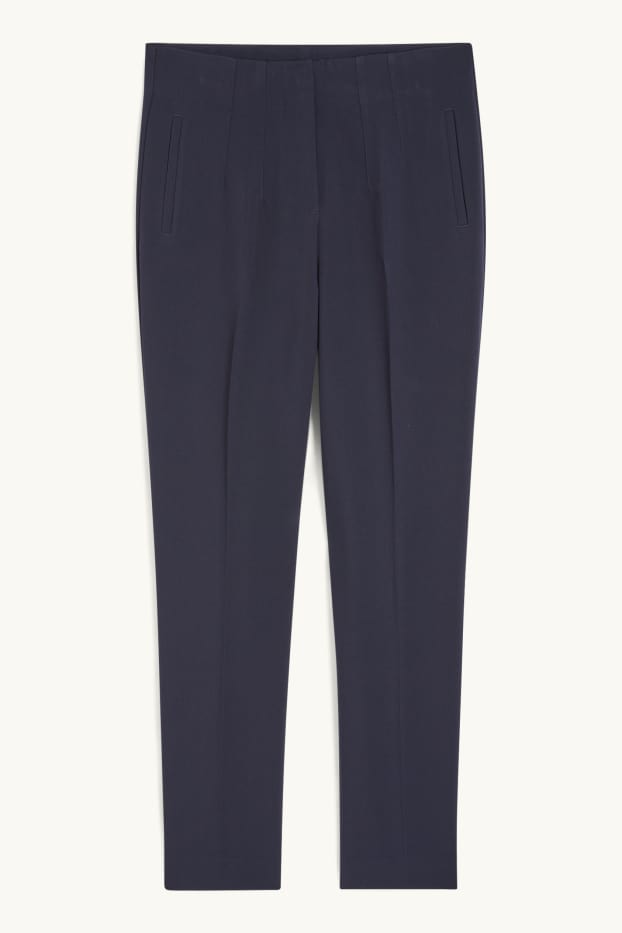 Women - Cloth trousers - high waist - tapered fit - dark blue