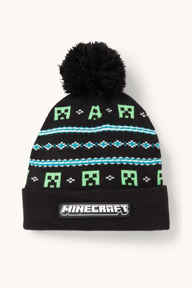 Enfants garçons - Minecraft - bonnet en maille - noir