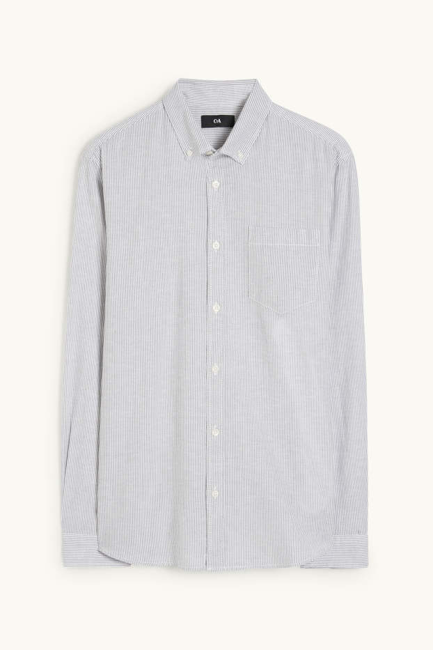 Herren - Oxford Hemd - Regular Fit - Button-down - gestreift - grau