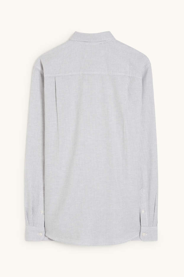 Herren - Oxford Hemd - Regular Fit - Button-down - gestreift - grau