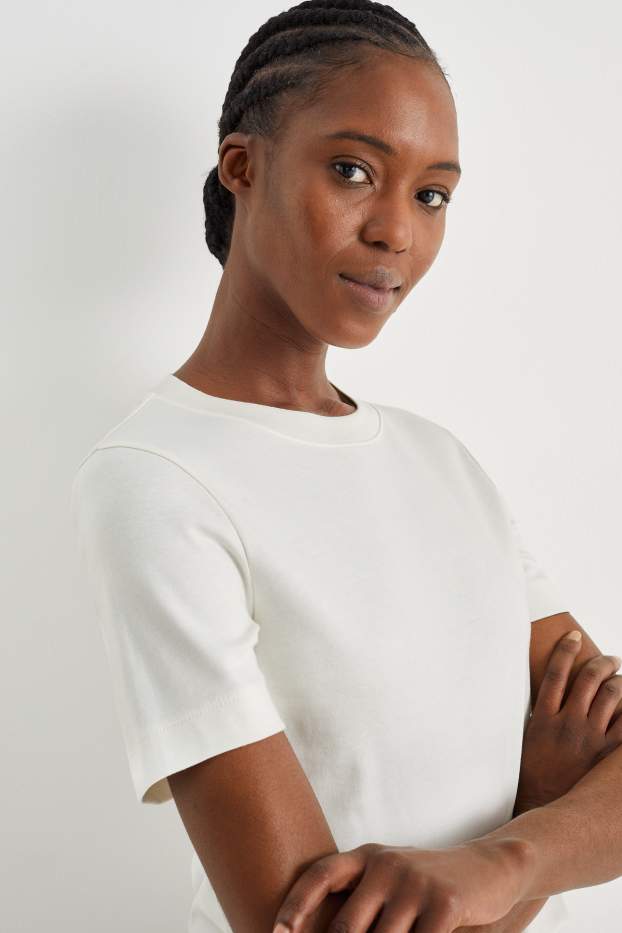 Femmes - T-shirt - blanc crème