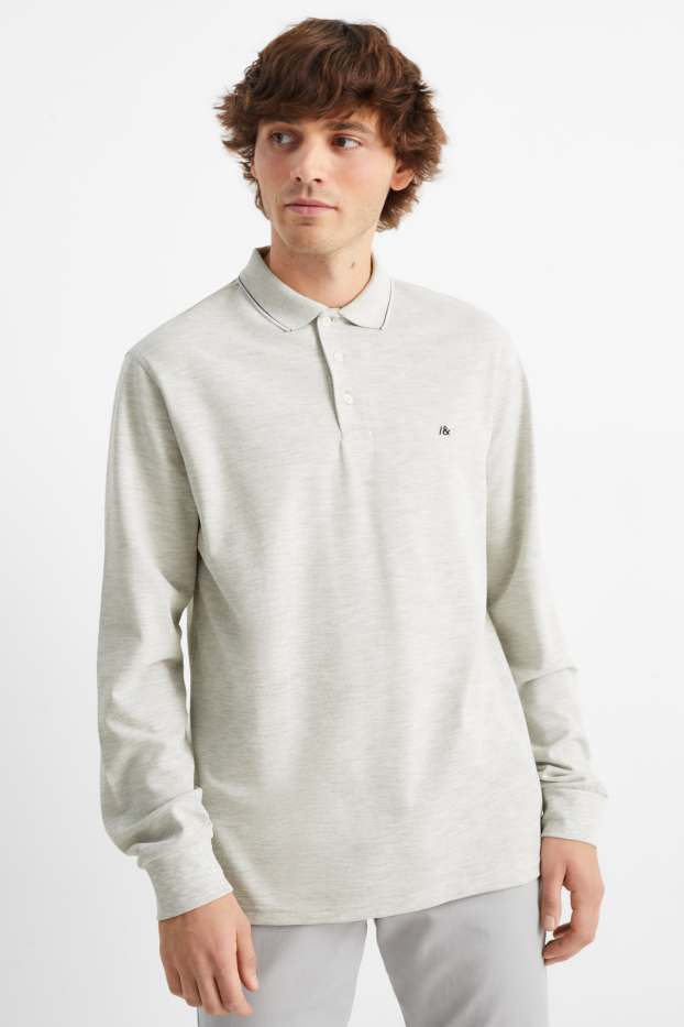 Men - Polo shirt - light gray-melange