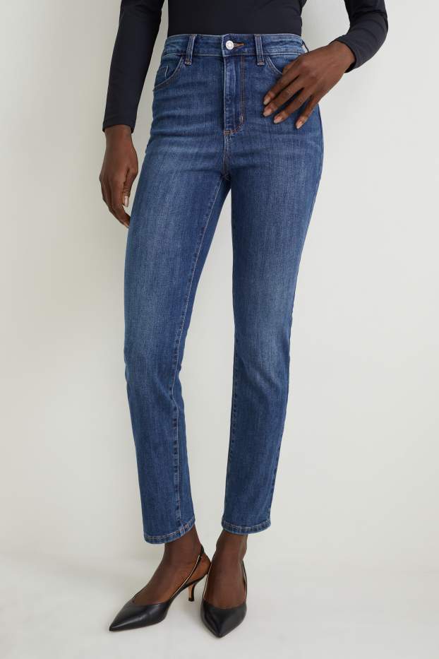 Damen - Slim Jeans - High Waist - jeansblau