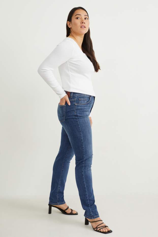 Damen - Slim Jeans - High Waist - jeansblau