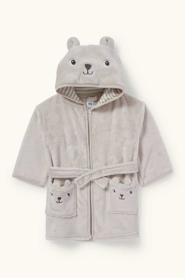 Unisexe - Oursons - peignoir à capuche pour bébé - beige clair