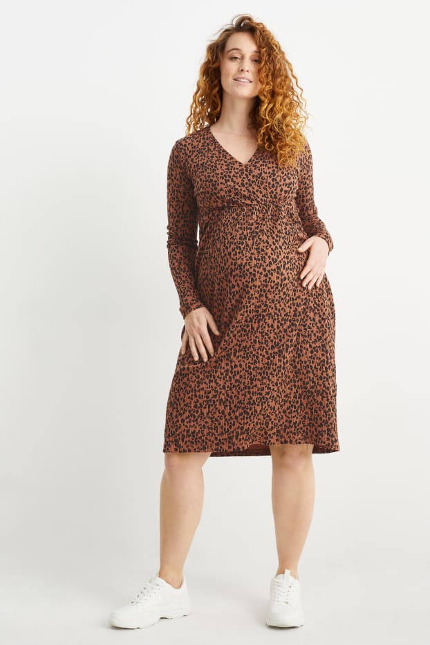 Femmes - Robe d’allaitement - à motif - marron