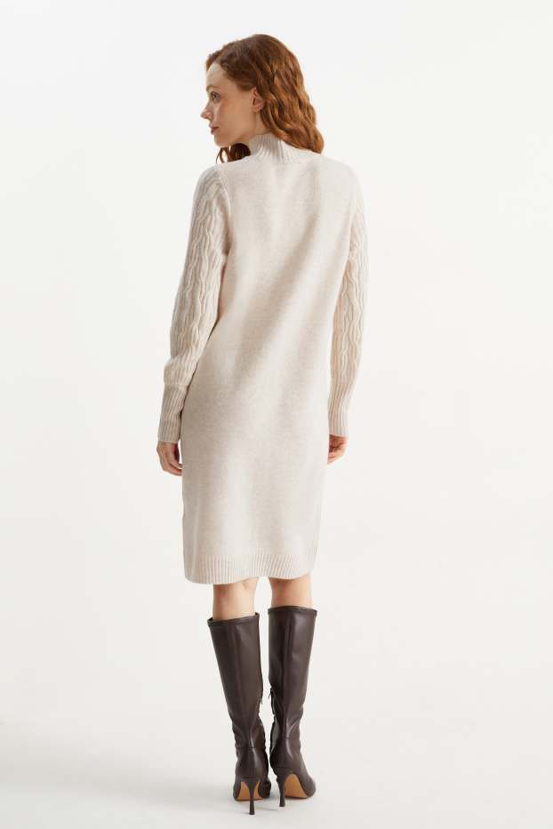 Femmes - Robe en cachemire - beige chiné