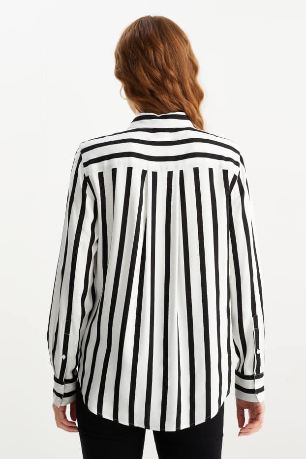 Mujer - Blusa - de rayas - negro / blanco