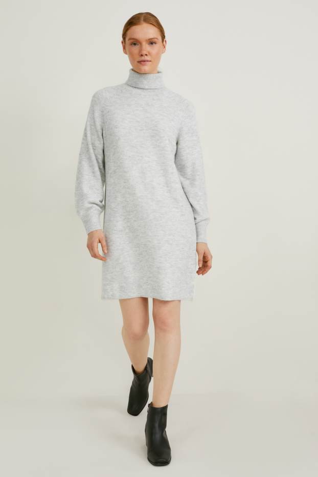 Femmes - Robe en maille - gris clair chiné
