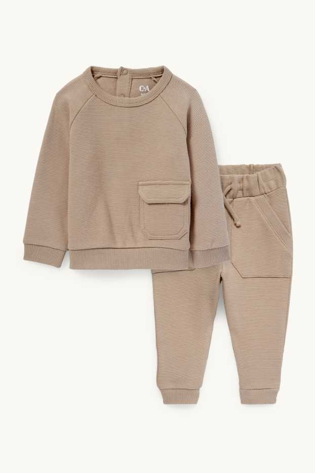Baby: jongens - Babyoutfit - 2-delig - taupe