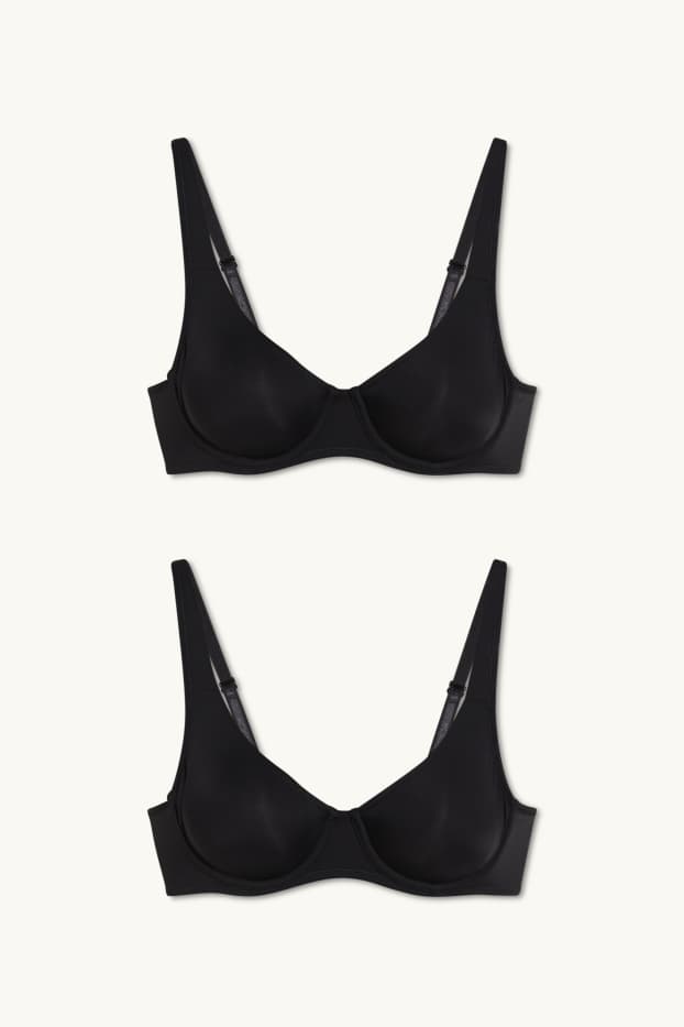Dames - Set van 2 - BH met beugels - LYCRA® - zwart