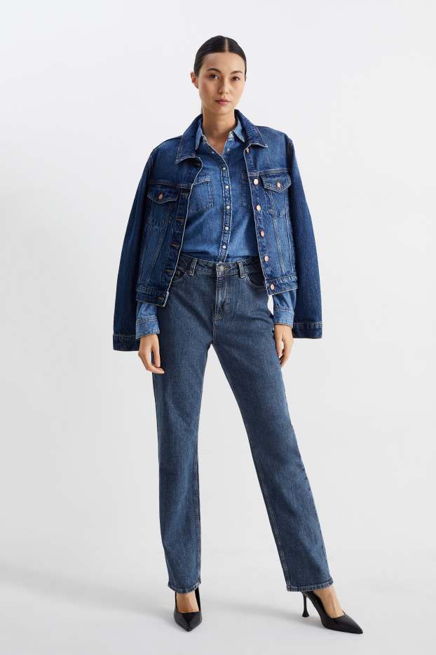 Women - Straight jeans - high waist - LYCRA® - blue denim