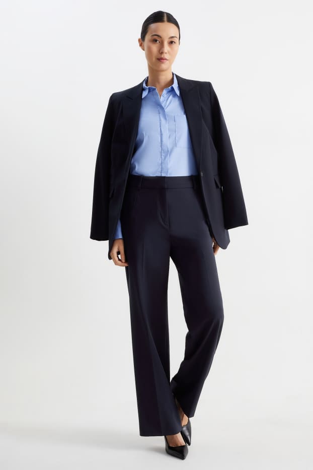 Femmes - Pantalon de bureau - high waist - wide leg - Mix & Match - bleu foncé