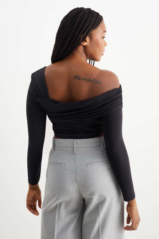 Femmes - Haut court à manches longues - noir