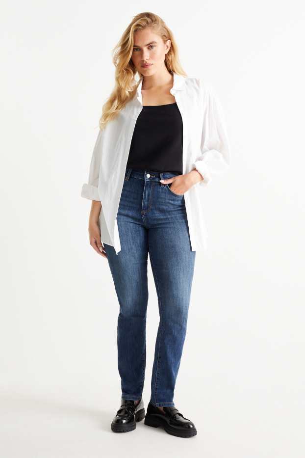 Femmes - Slim jean - high waist - jean bleu