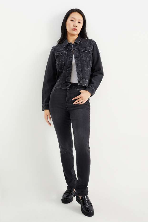 Femei - Slim jeans - talie înaltă - LYCRA® - denim-gri închis