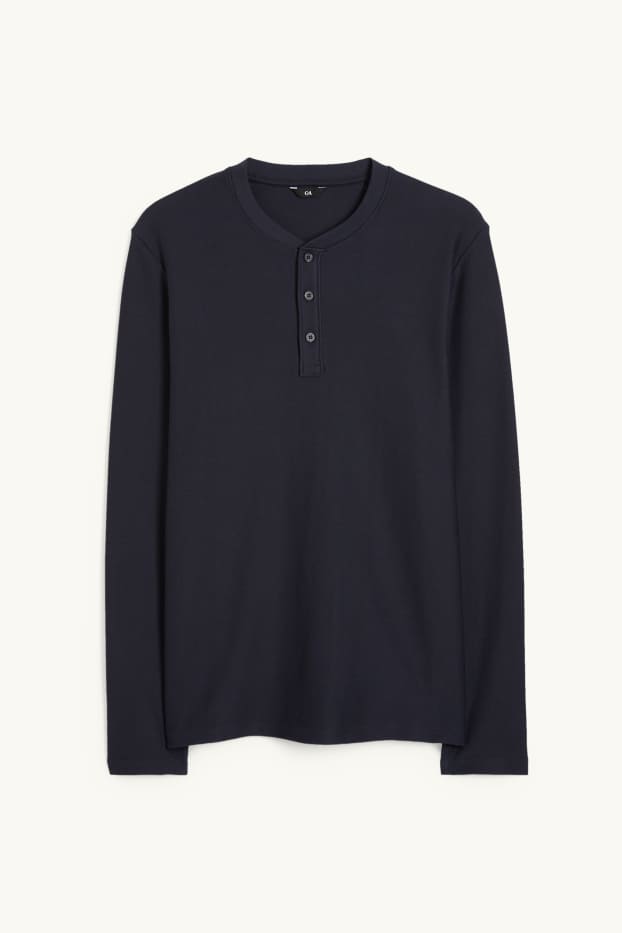 Hombre - Camiseta de manga larga - azul oscuro