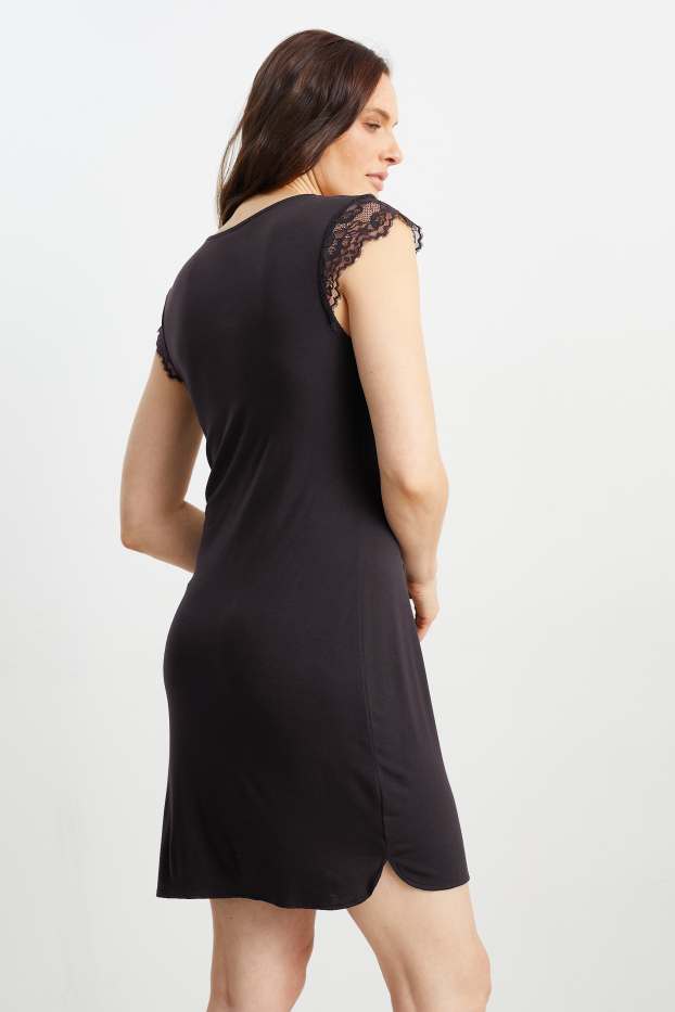 Donna - Camicia da notte in viscosa - nero