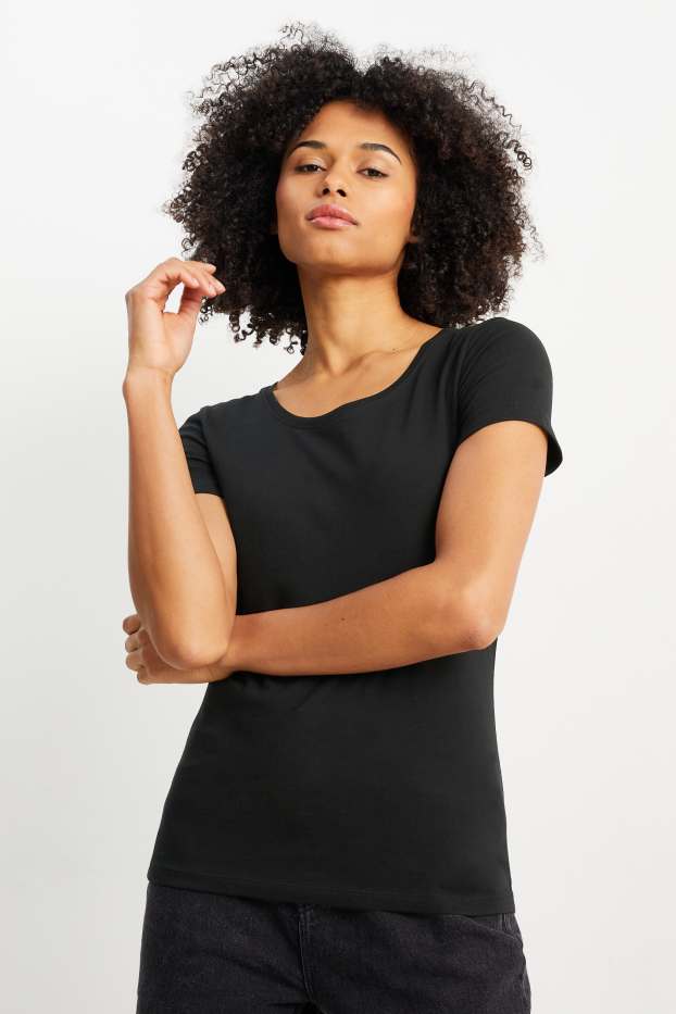 Damen - Basic-T-Shirt - schwarz
