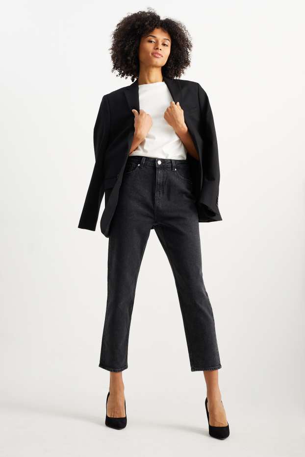 Donna - Mom jeans - vita alta - LYCRA® - jeans grigio scuro
