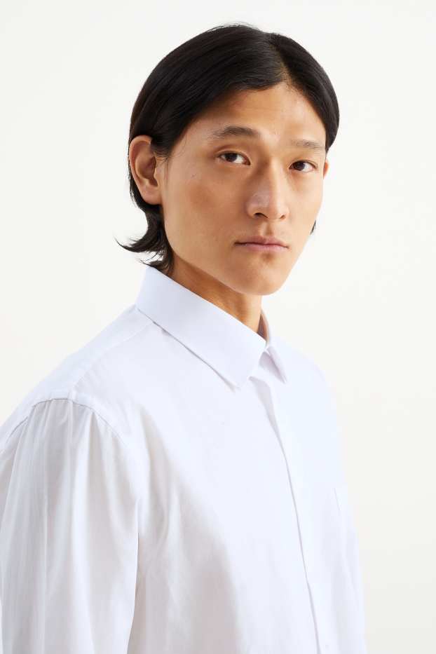 Hommes - Chemise de bureau - regular fit - manches ultracourtes - facile à repasser - blanc