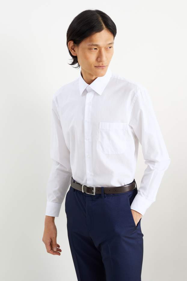 Hommes - Chemise de bureau - regular fit - manches ultracourtes - facile à repasser - blanc