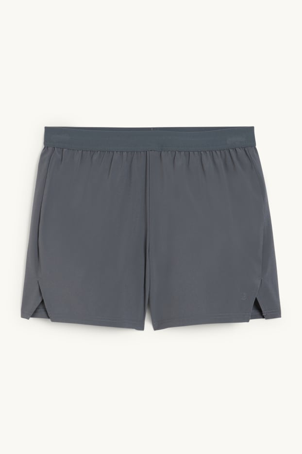 Herren - Funktions-Shorts - 4 Way Stretch - 2-in-1-Look - grau