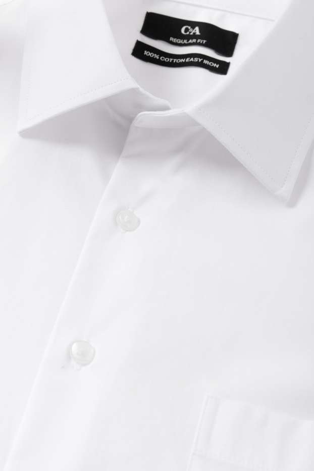 Hommes - Chemise de bureau - regular fit - manches ultracourtes - facile à repasser - blanc