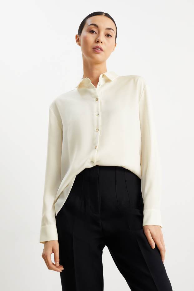 Dames - Business-blouse - crème wit