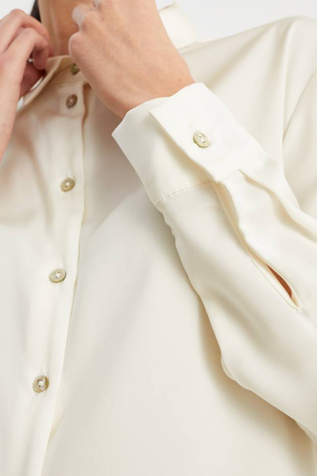 Dames - Business-blouse - crème wit