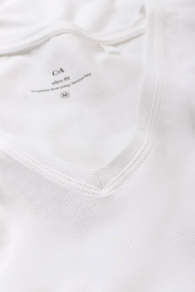 Femmes - Lot de 3 - T-shirts basiques à col V - blanc
