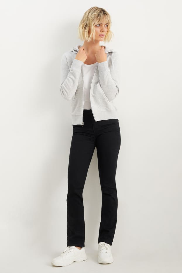 Dámské - Straight jeans - mid waist - LYCRA® - černá