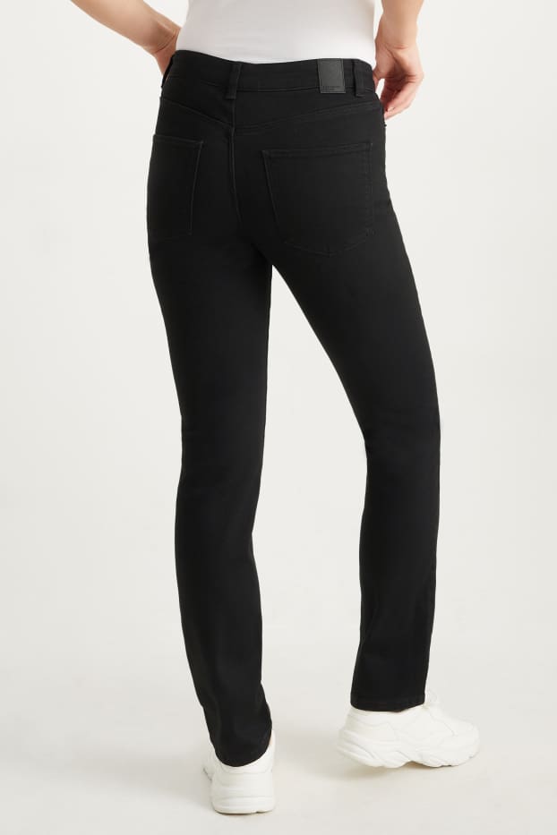 Dámské - Straight jeans - mid waist - LYCRA® - černá