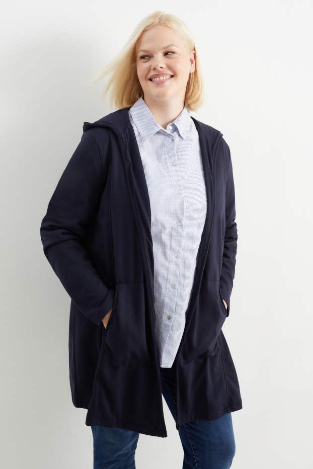 Damen - Sweatjacke mit Kapuze - dunkelblau