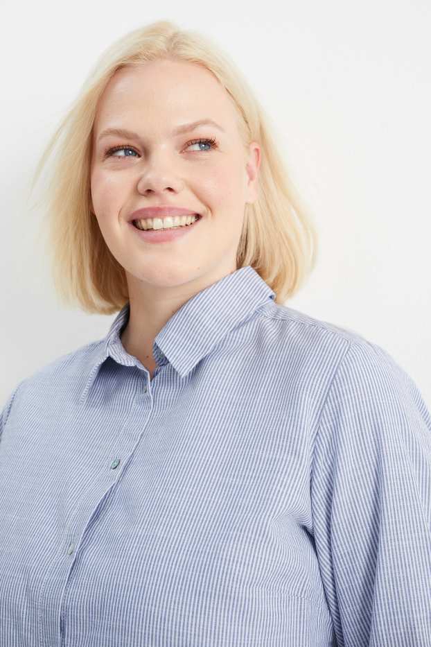 Damen - Bluse - gestreift - blau / weiß