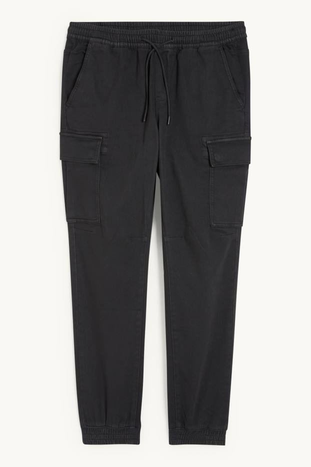 Men - Cargo trousers - tapered fit - black