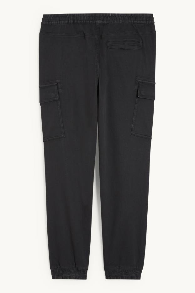 Men - Cargo trousers - tapered fit - black
