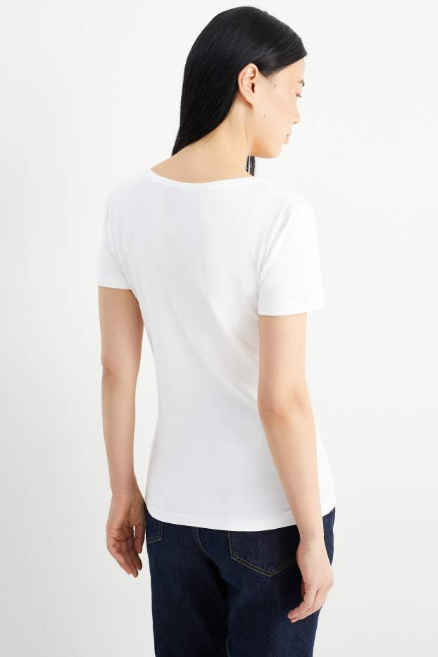 Femmes - Lot de 3 - T-shirts basiques à col V - blanc