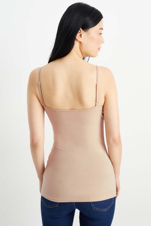 Damen - Multipack 2er - Basic-Top - schwarz / beige