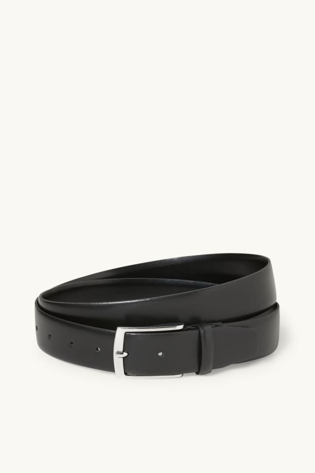 Men - Leather belt - black