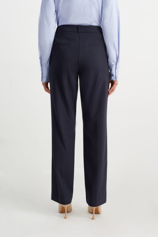 Femmes - Pantalon de bureau - mid-waist - coupe droite - Mix & Match - bleu foncé