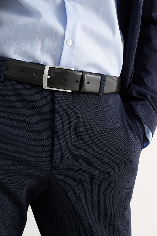 Men - Leather belt - black