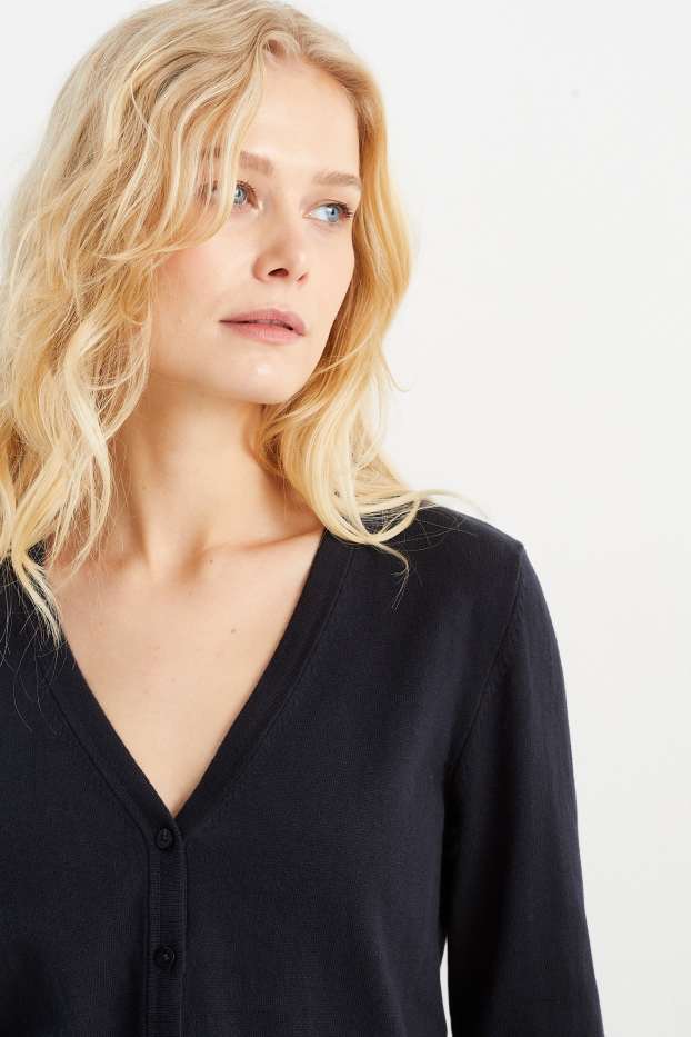 Women - Basic cardigan - dark blue