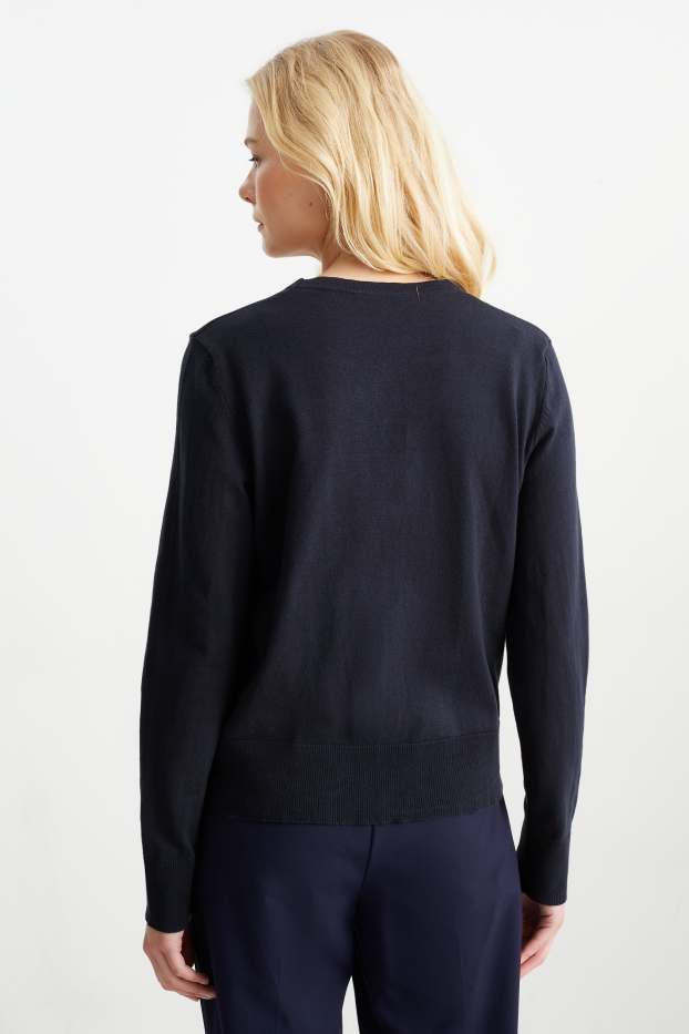 Women - Basic cardigan - dark blue