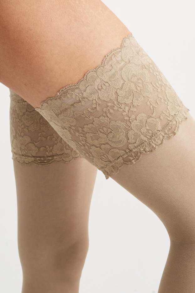 Donna - Calze autoreggenti - 15 DEN - beige