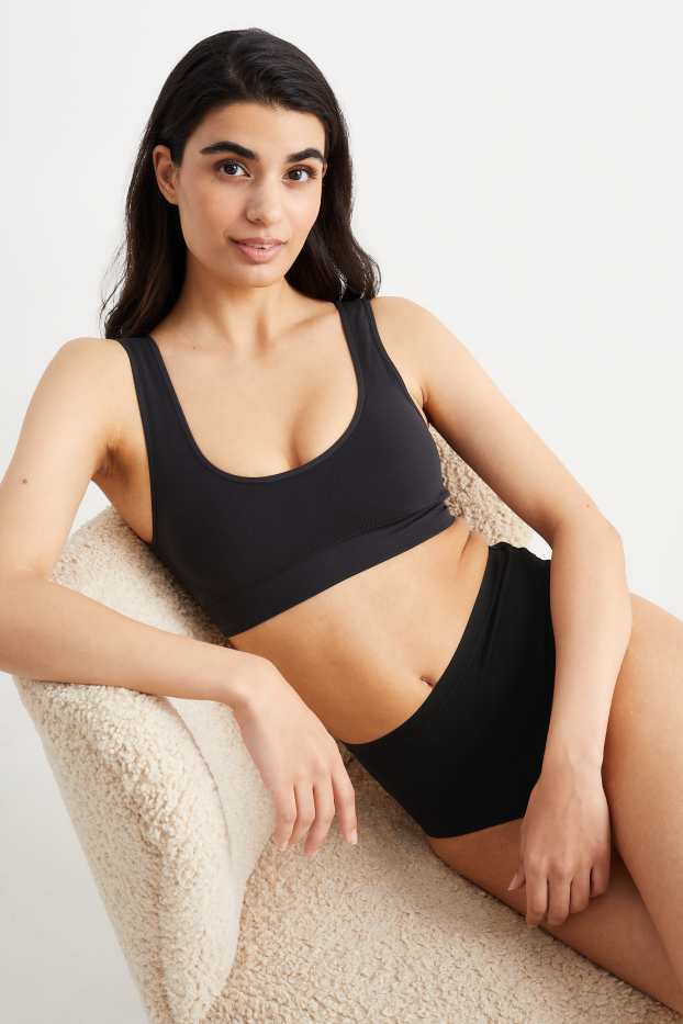 Dames - Set van 2 - bustier - gewatteerd - naadloos - LYCRA® - zwart