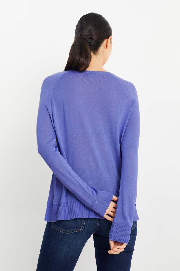 Femmes - Pull en maille fine basique - violet