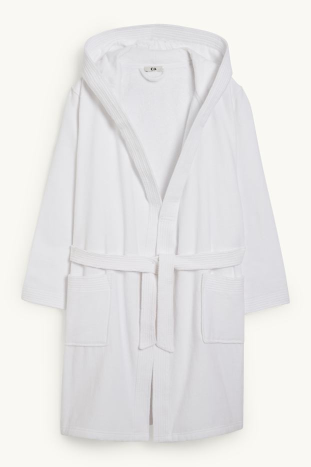 Dámské - Froté župan s kapucí - bílá