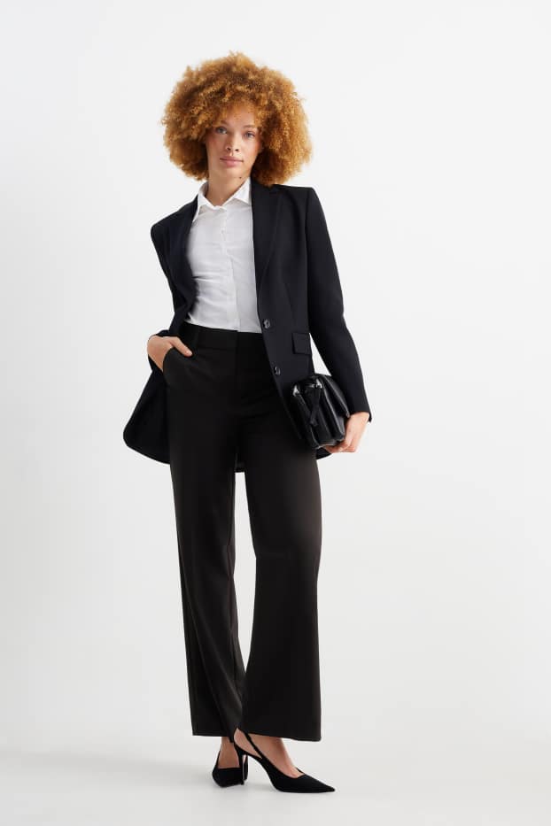 Women - Business trousers - high waist - wide leg - Mix & match - black